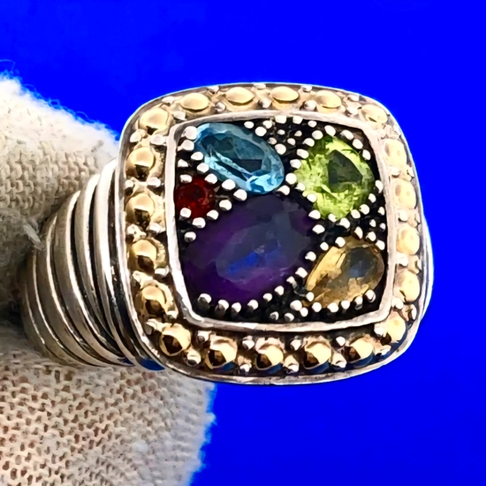 Sterling Silver and Gold Gemstone Ring